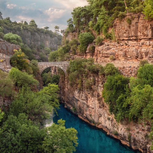 Ancient,Arch,Bridge,Over,The,Koprucay,River,Gorge,In,Koprulu